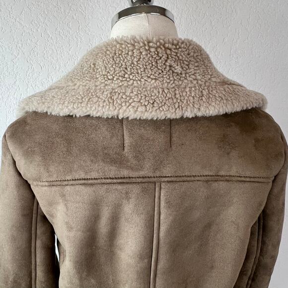 Zara Neutral Moto Jacket size XS Shearling - Picture 9 of 12